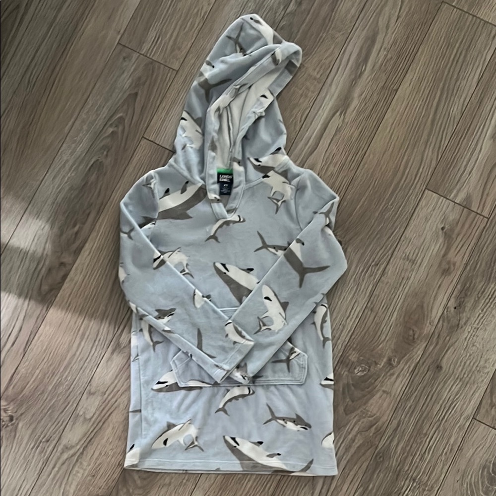 Lands End Shark Print Towel Hoodie